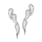 Triple Tear Drops Silver Ear Pin Earrings