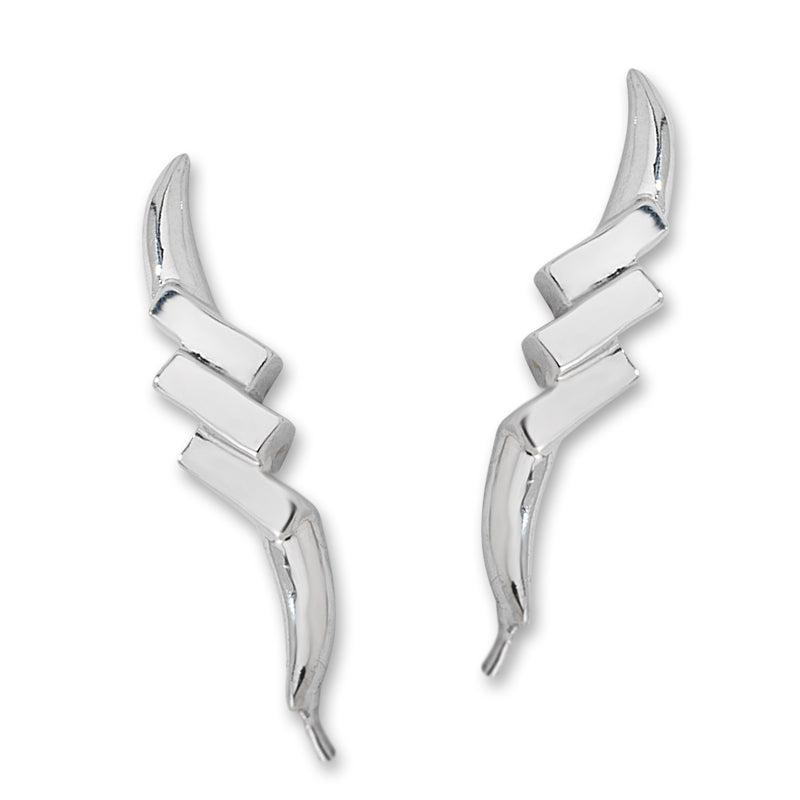 Triple Blocks Silver Ear Pin Earrings