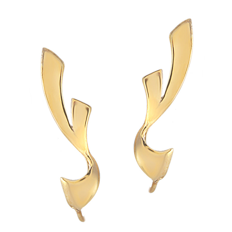 Graceful Swirls Silver Ear Pin Earrings