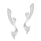 Graceful Swirls Silver Ear Pin Earrings