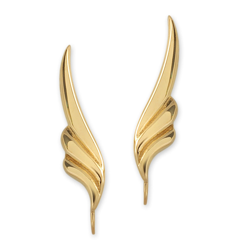 Ear Climbers Bulbous Curves Ear Pin Earrings 18k Gold Over Silver 