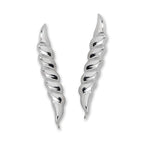 Sterling Silver Five Polished Ribs Ear Pin Earrings