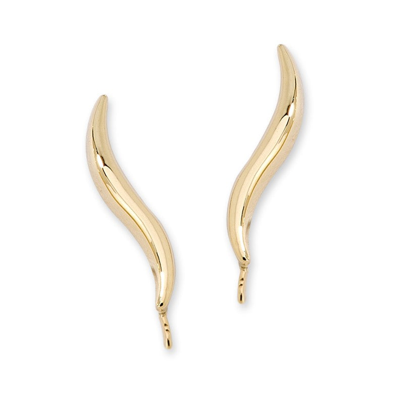 Classic Polished Gold over Silver Ear Pin Earrings
