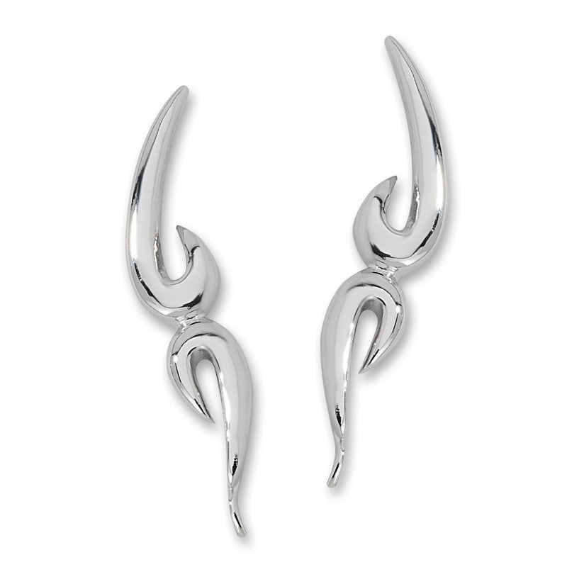 High Polished Silver Ear Pin Earrings