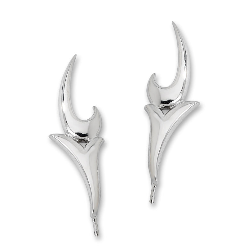 Cornucopia Silver Ear Pin Earrings