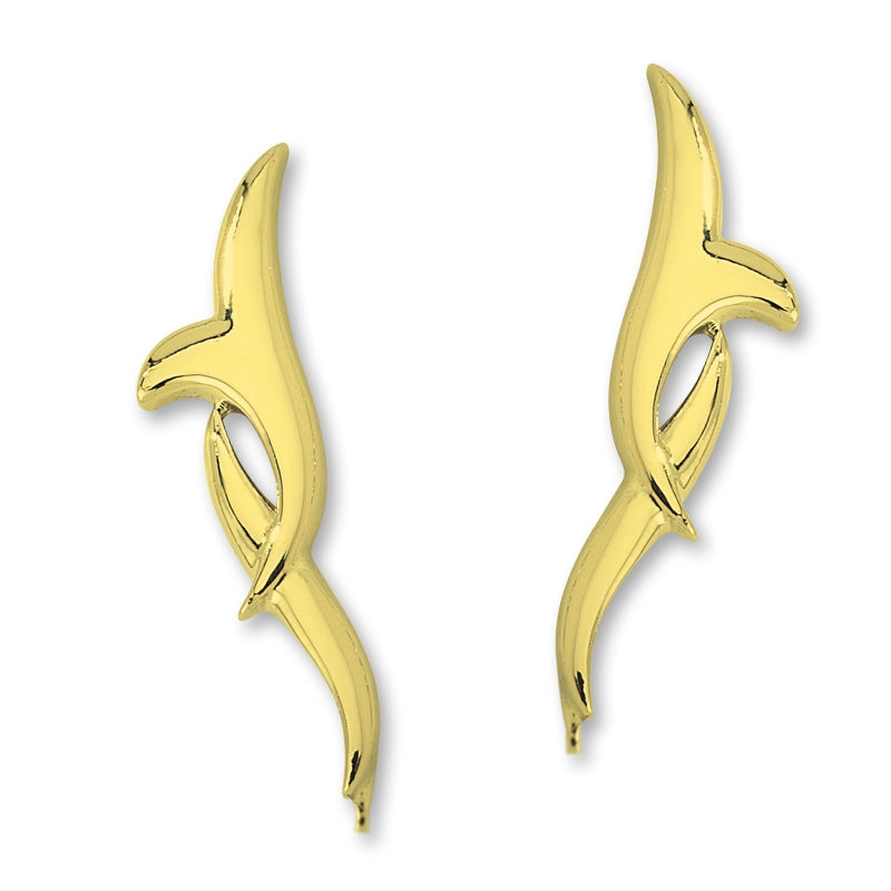 Ear Climbers Cornucopia Swirl Ear Pin Earrings 18k Gold Over Silver