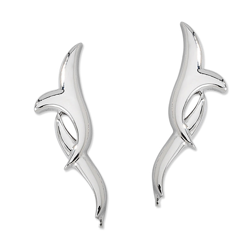 Ear Climbers Cornucopia Swirl Ear Pin Earrings Sterling Silver