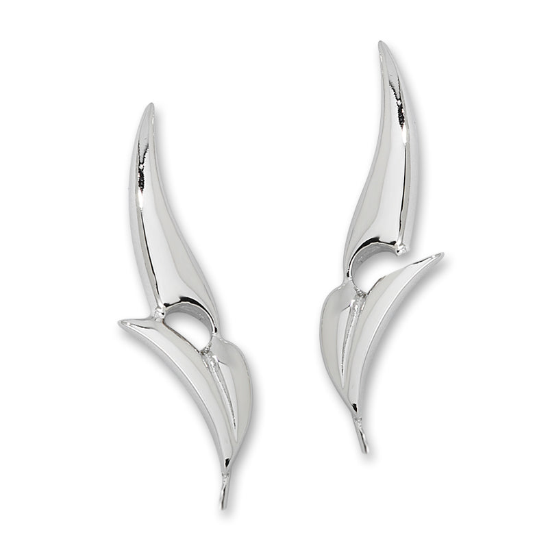 Kissing Curves Silver Ear Pin Earrings