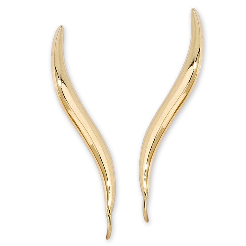 Ear Climbers Ear Pin Earrings Classic Polished Gold Over Silver  - Medium Version