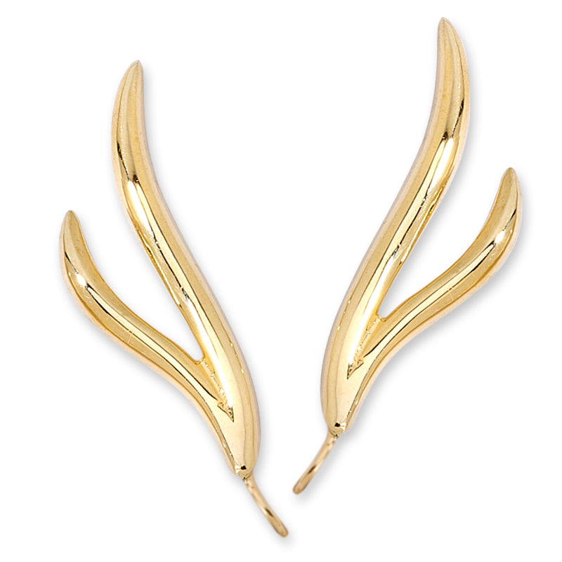 Double Branch Ear Pin Earrings In Gold