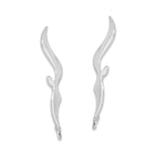 Ear Climber Earrings Slender Swirls - Ear Pin Earrings Delicate Swirls in Sterling Silver – Swirl Ear Crawler Earrings Product Shot with Left and Right Side