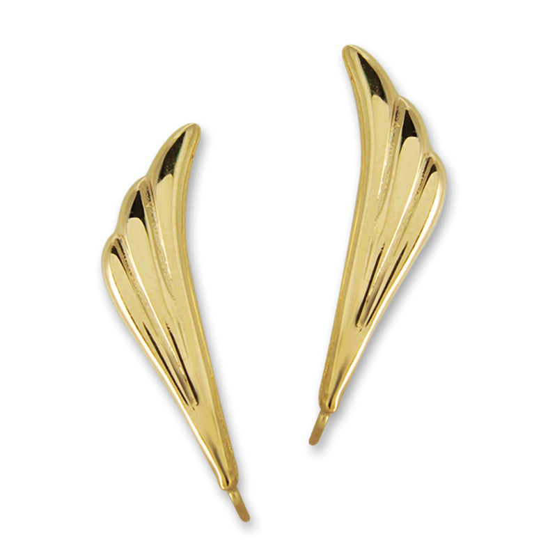Graceful Wings Gold Over Silver Ear Pin Earrings