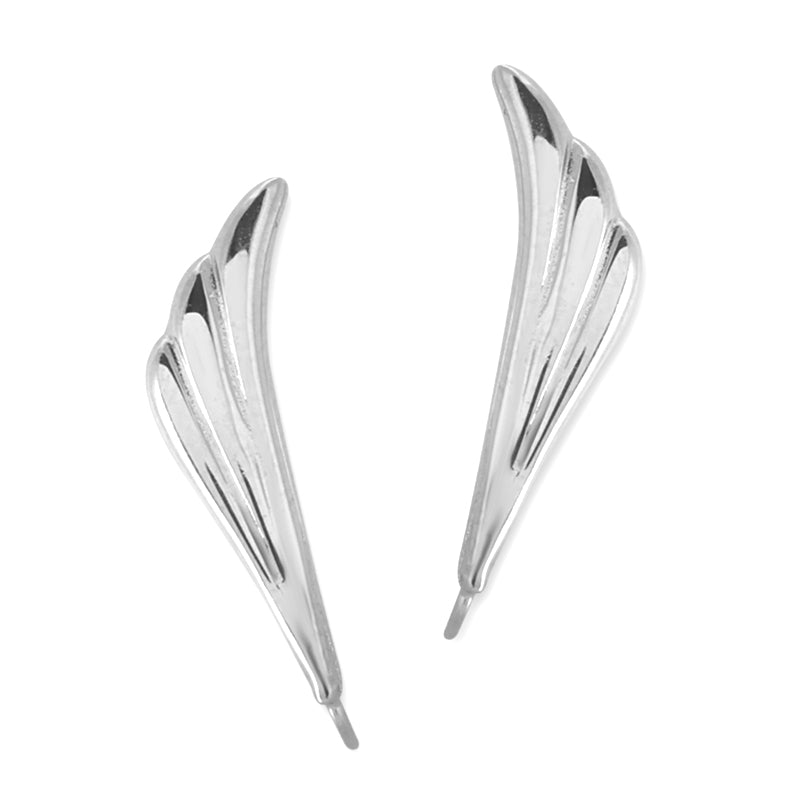 Graceful Wings Silver Ear Pin Earrings