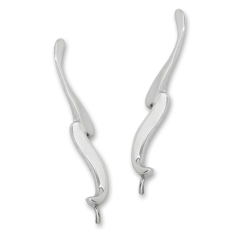 Polished Silver Ear Pin Earrings