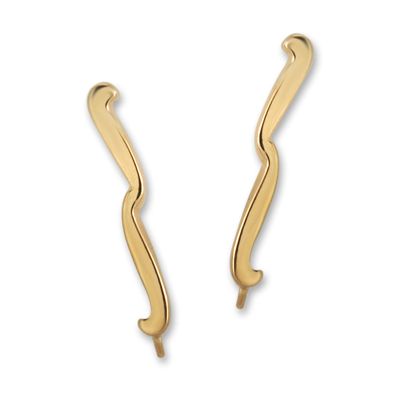 Gold Over Silver Sweeping Curves Ear Pin Earrings