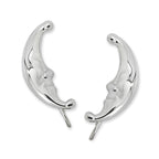 Ear Pin Ear Climber Earrings Crescent Moon Sterling Silver