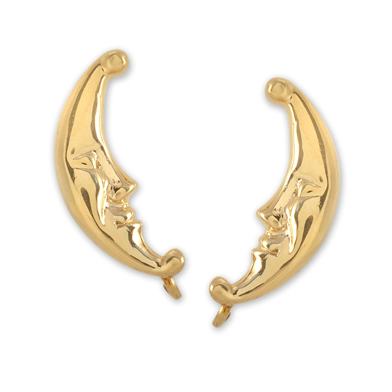 Ear Pin Ear Climber Earrings Crescent Moon 18k Gold Over Silver