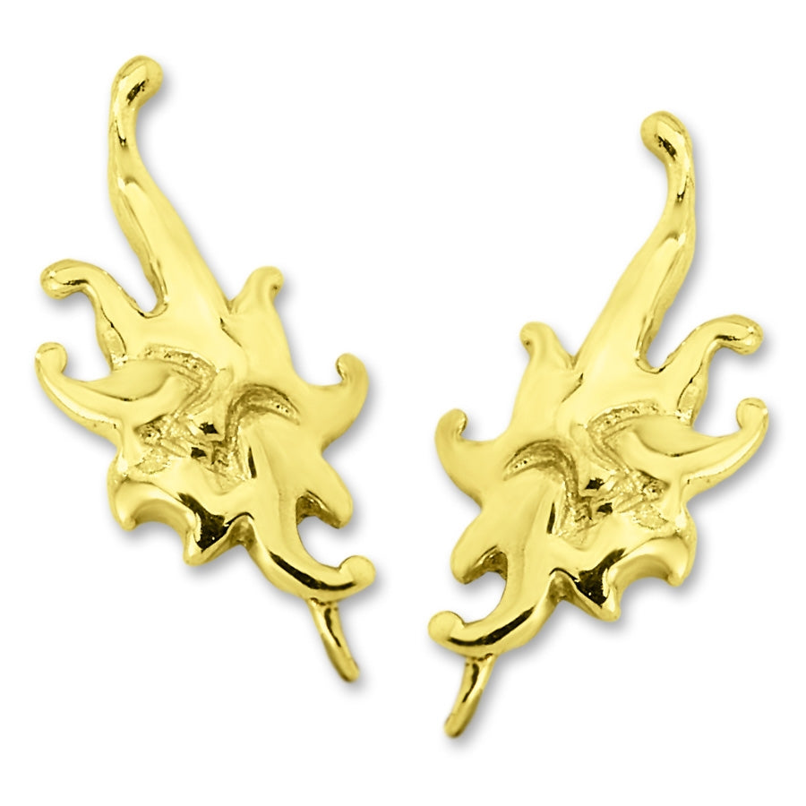 Ear Climbers Rising Sun Ear Pin Earrings 18k Gold Over Silver