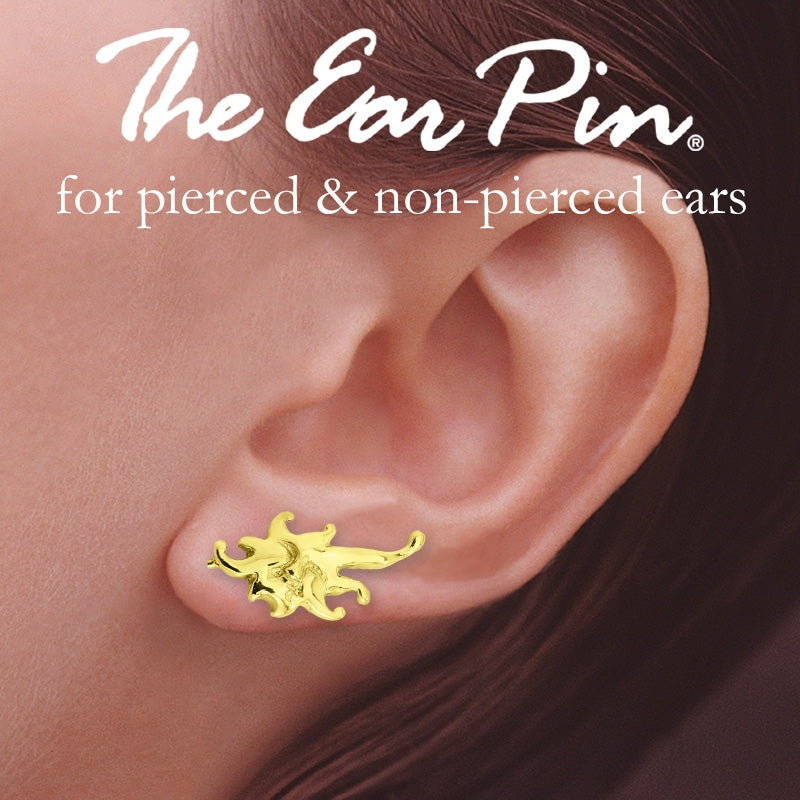 Ear Climbers Rising Sun Ear Pin Earrings 18k Gold Over Silver