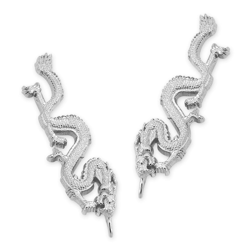 Silver Ear Climber Earrings - Ear Climbers Noble Dragon - Ear Pin - Sterling Silver