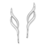 Ear Climber earrings double curve Ear Pin design in sterling silver shown as a minimalist sculptural ear climber earring.