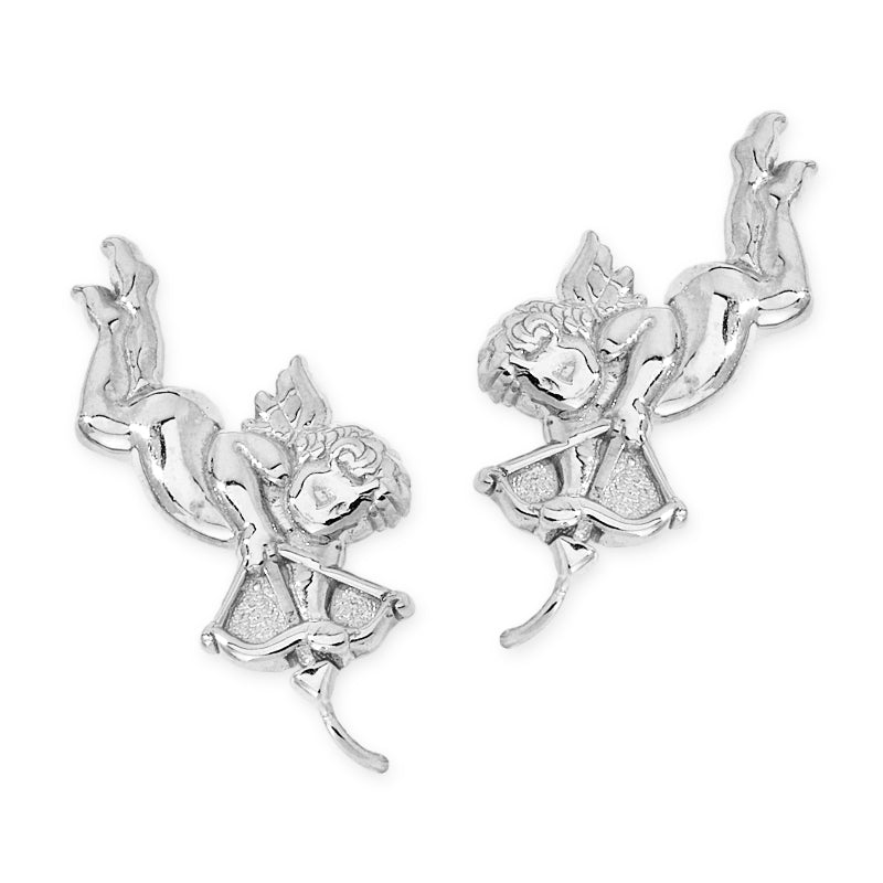 Cupid Silver Ear Pin Earrings