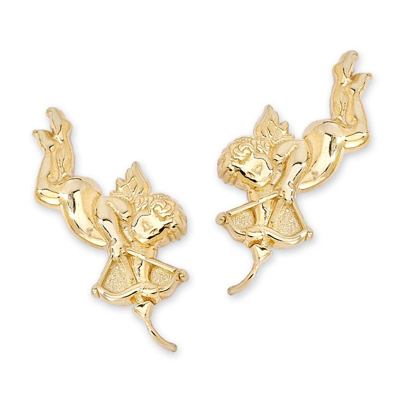 Cupid Gold over Silver Ear Pin Earrings