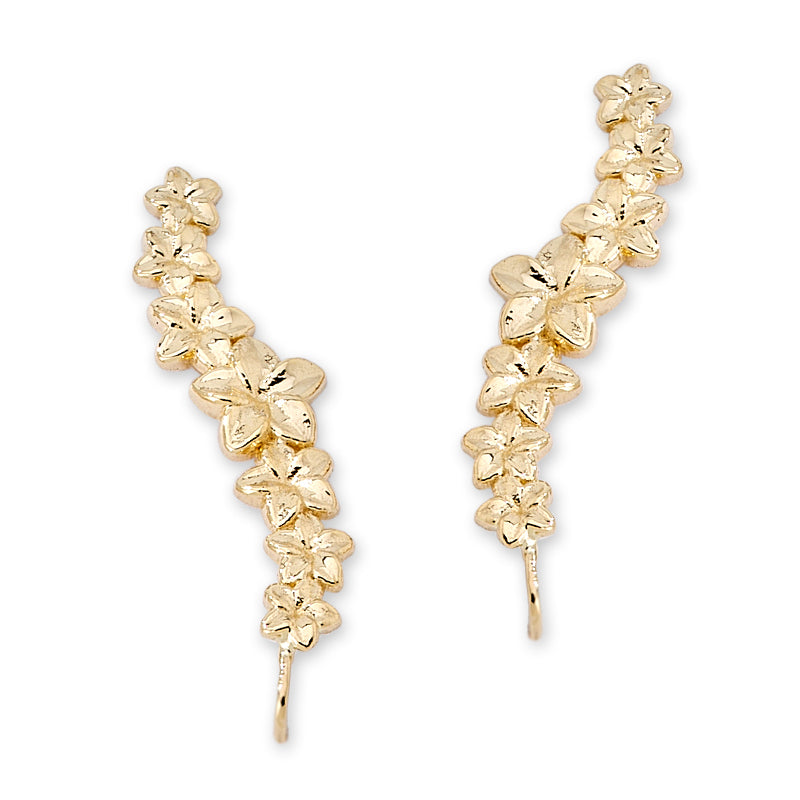 18k Gold Over Silver Plumeria Ear Pin Earrings
