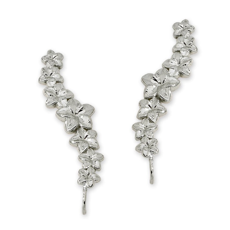 Plumeria Silver Ear Pin Earrings