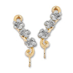 Two Tone Triple Plumeria Gold Ear Pin Earrings