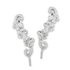 Sterling Silver Triple Hawaii Plumeria Ear Pin Earrings