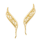 Filigree Center Gold over Silver Ear Pin Earrings