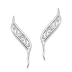 Filigree Center Silver Ear Pin Earrings