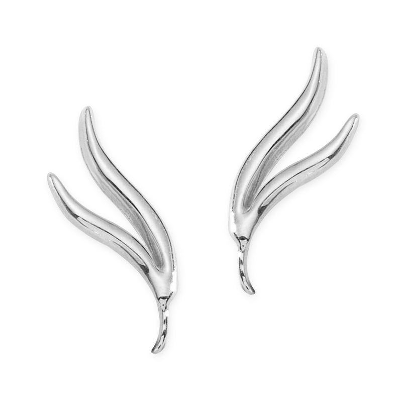 Double Branch Silver Ear Pin Earrings