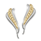 Sterling Silver Two Tone Twisted Rope Center Ear Pin Earrings
