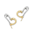 Two Tone Heart Silver Ear Pin Earrings 