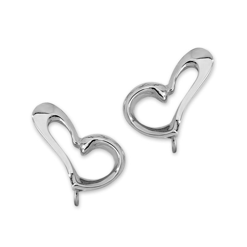 Heart Silver Ear Pin Earrings 