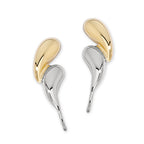 Teardrops Two Tone Silver Ear Pin Earrings