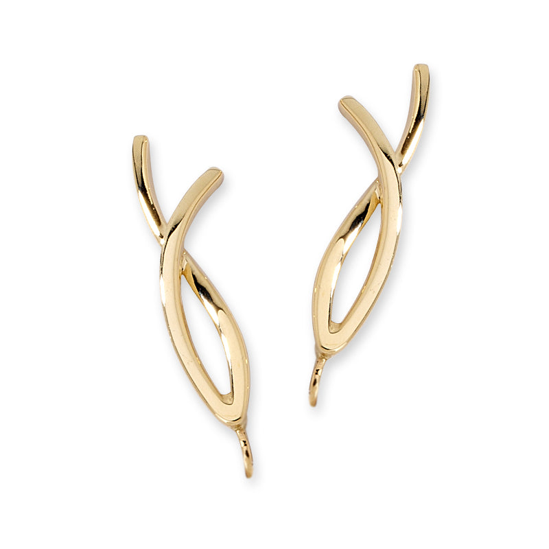 Crossover Ear Pin Earrings in Gold Over Silver
