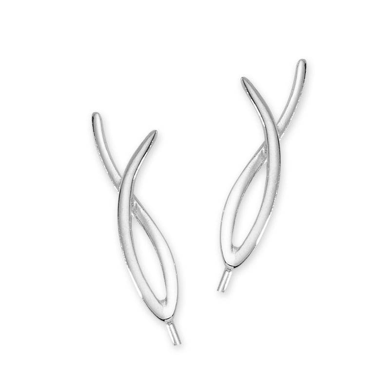 Crossover Ear Pin Earrings in Silver