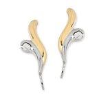 Two Tone Silver Ear Pin Earrings