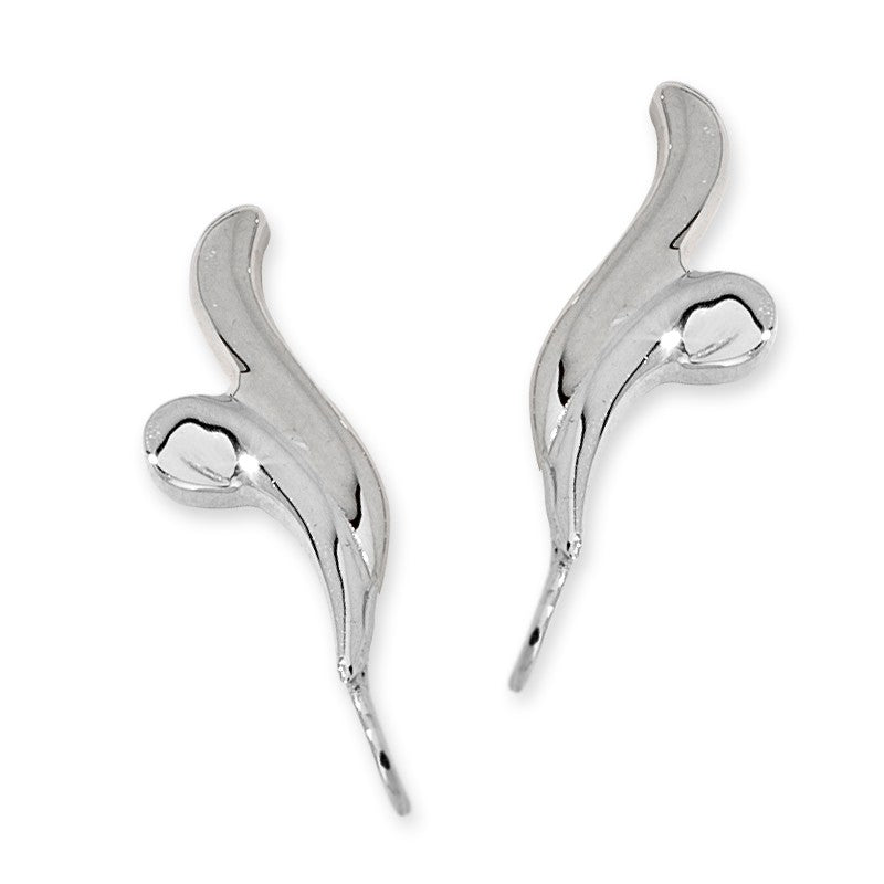 Polished Silver Ear Pin Earrings