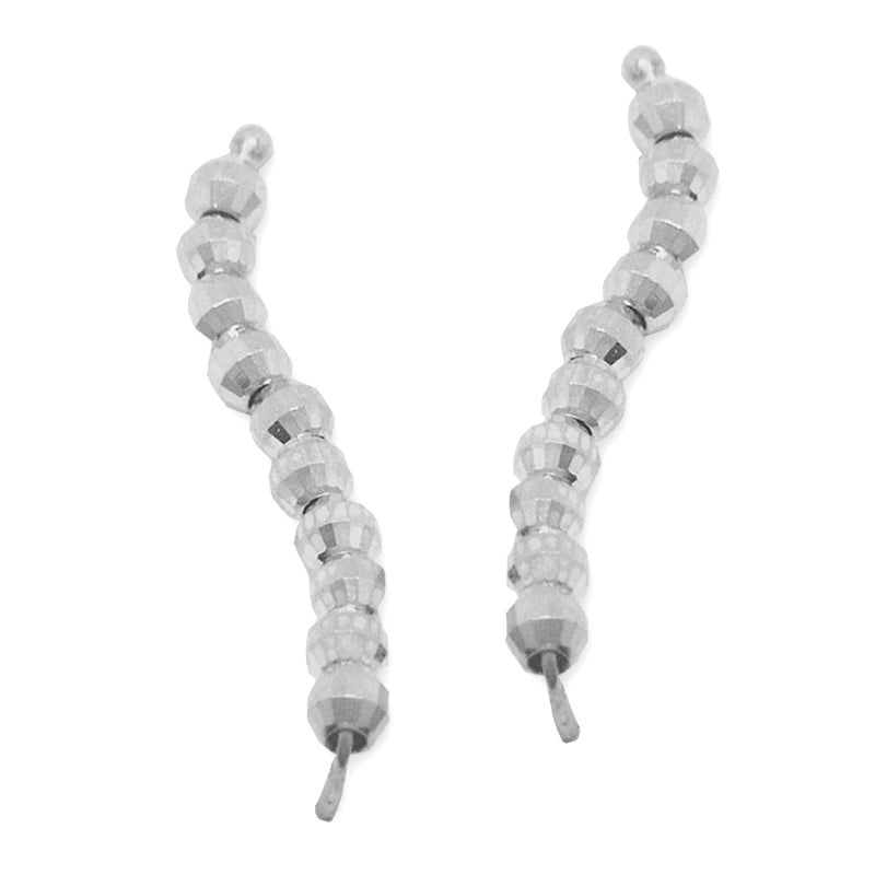 Ear Climbers Sterling Silver Faceted Beads Ear Pin Earrings - Long Version