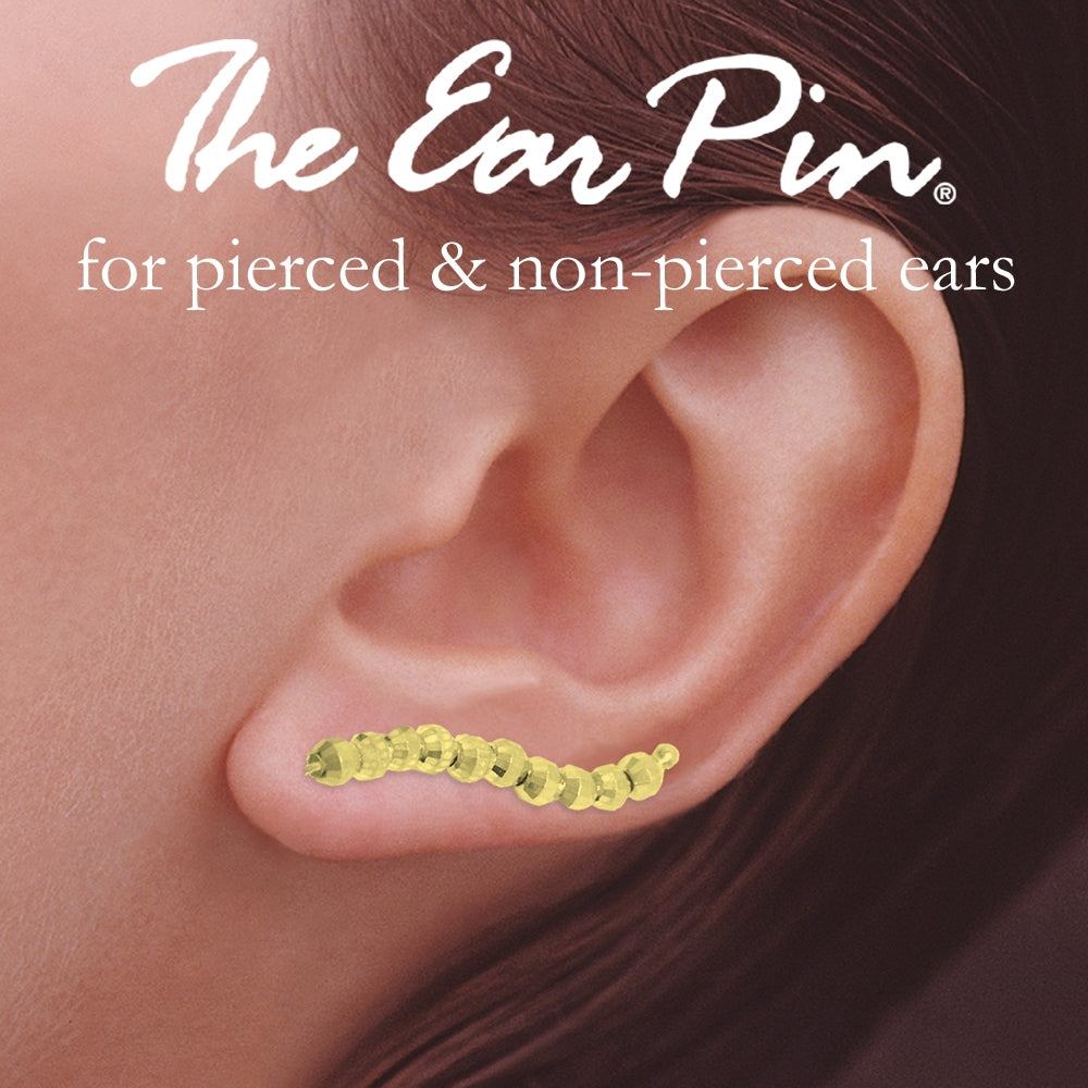 Ear Climbers 18k Gold Over Silver Faceted Beads Ear Pin Earrings - Long Version