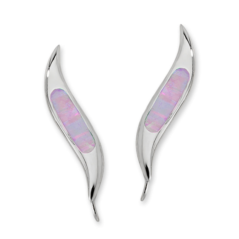 Pink Opal Silver Ear Pin Earrings