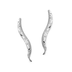 14k White Gold Diamond Cut Ear Pin Earrings Small Size