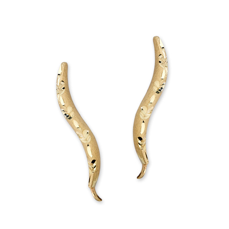 Gold Diamond Cut Ear PIn Earrings - Small Version