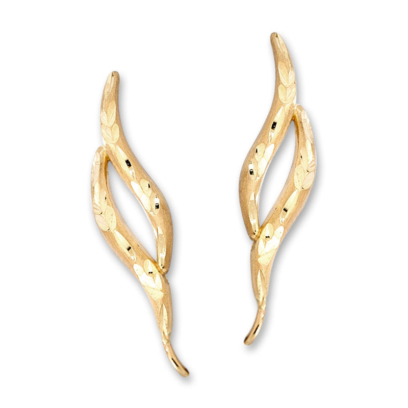 Gold Diamond Cut Ear PIn Earrings - Large Version
