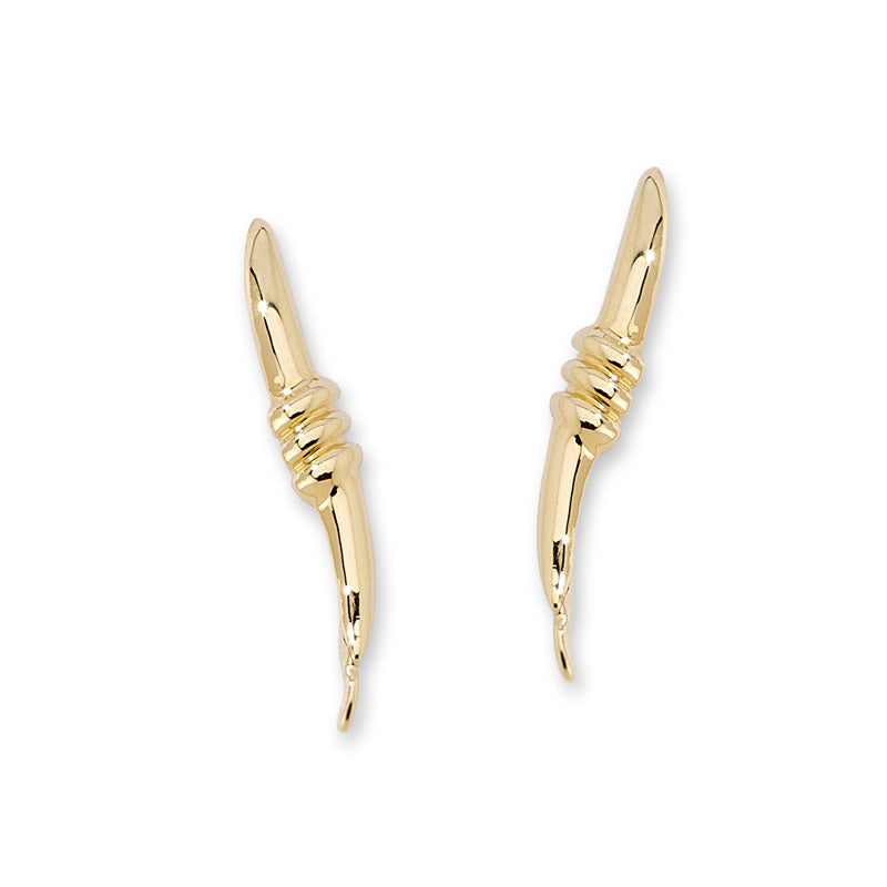 Gold over Silver Ribbed Ear PIn Earrings