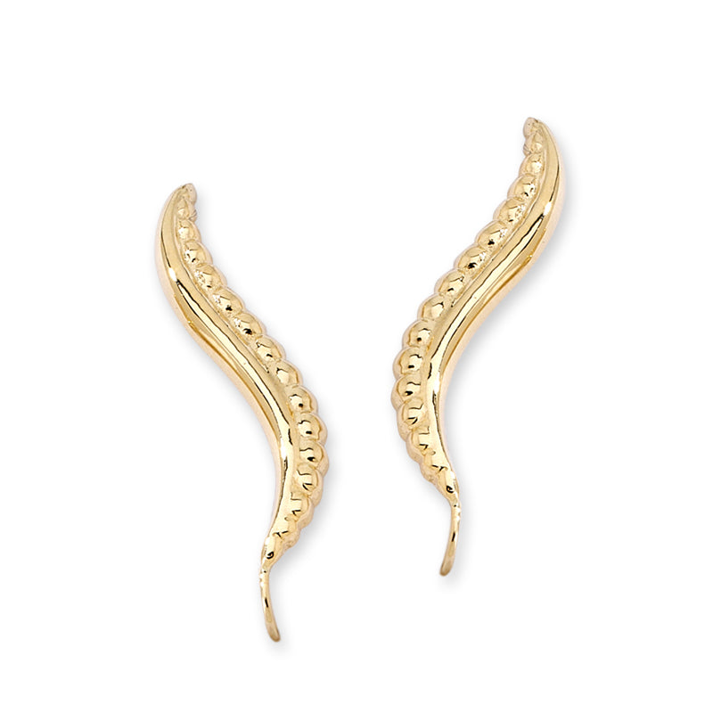 Gold Over Silver Beaded Edge Ear PIn Earrings